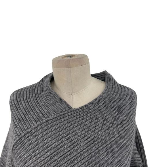JOSEPH Off the Shoulder Asymmetric Ribbed Sweater Wool Gray Size XS - Picture 4 of 13